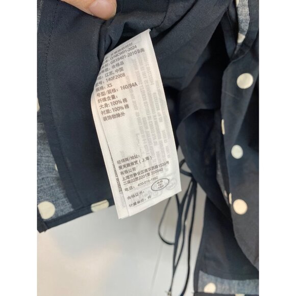 Abercrombie & Fitch Tie Front Top Black White Size XS Polka Dot Short Sleeve - Picture 7 of 8